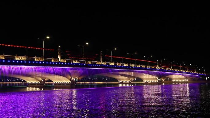 北京行政副中心通州东关大桥夜景灯光秀镜头