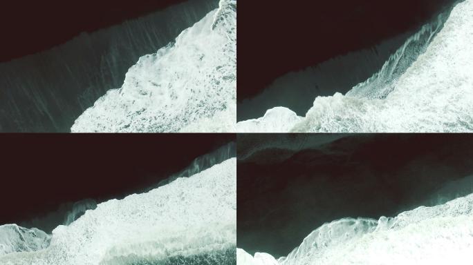 海浪冲击着黑沙滩大坝能源水利工程山峡
