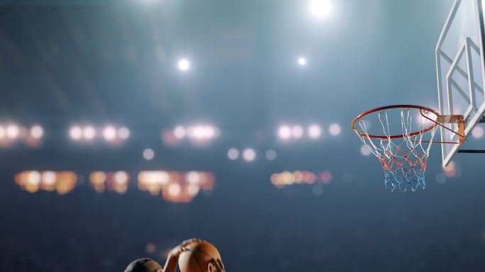 篮球比赛篮筐蓝框篮网空镜NBAcba职业