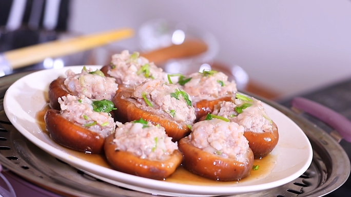 香菇酿肉蒸制作过程