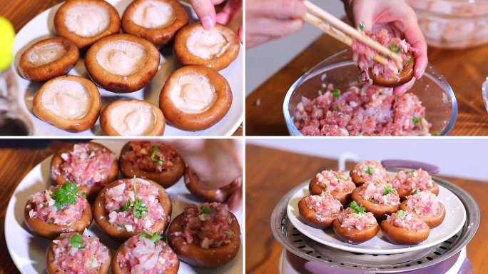 香菇酿肉蒸制作过程