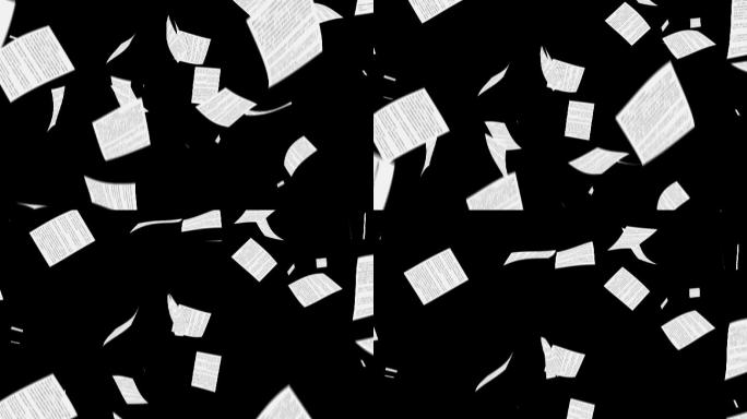 纸张纸片从空中洒落透明通道素材