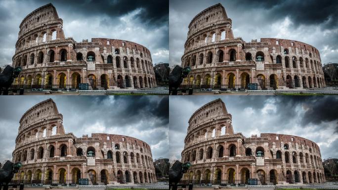 罗马圆形竞技场延时摄影西欧古建筑