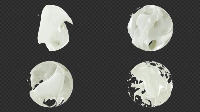 牛奶流体流动球形特效-带通道