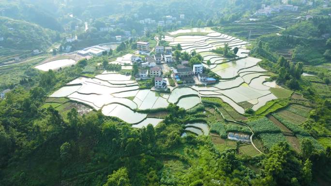 4K航拍最美乡村农田农村风貌