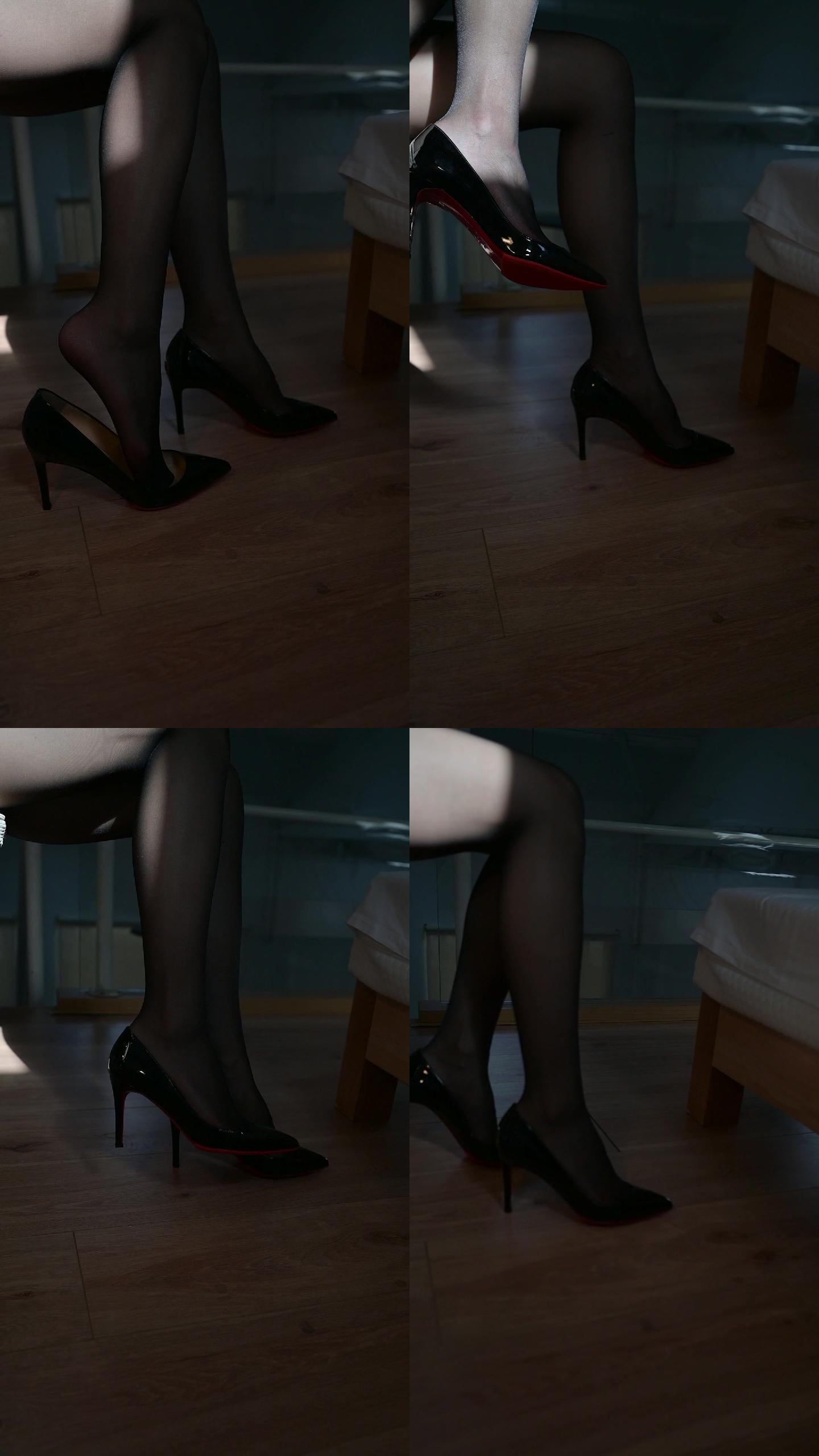 美女模特穿搭黑色丝袜高跟鞋展示