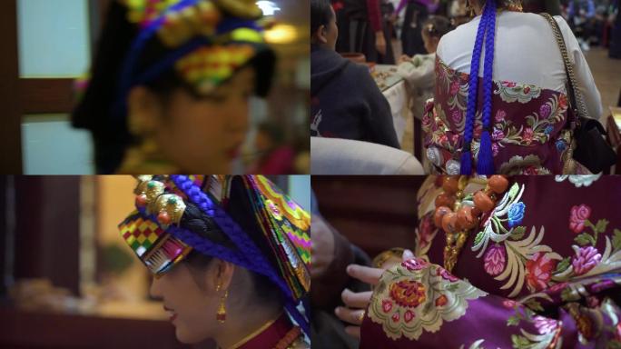 升格藏族美女衣着传统服饰装束头帕