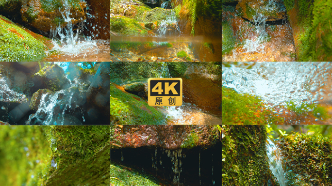【4K原创】山涧小溪清澈泉水慢动作