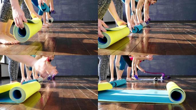 瑜伽课上的女性跑步机运动健康生活健身房锻