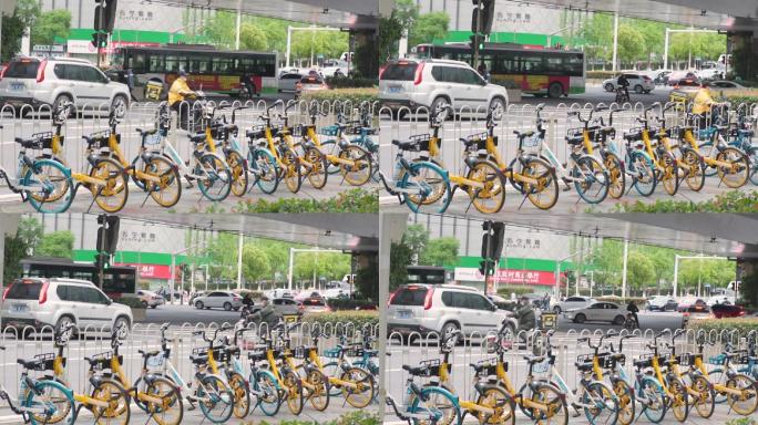路边共享单车低碳城市绿色出行