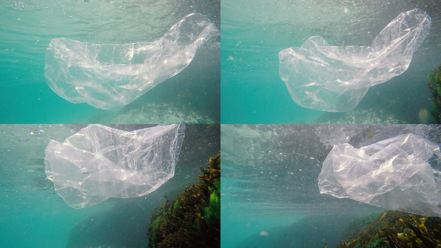 海洋中的塑料袋海洋垃圾环境污染水污染