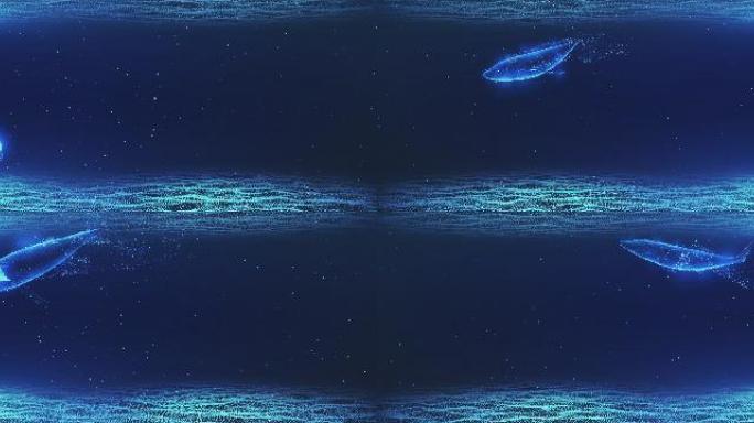 超宽屏粒子鲸鱼游动背景循环