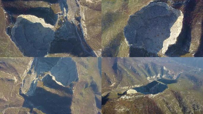 太行山废弃采石场航拍