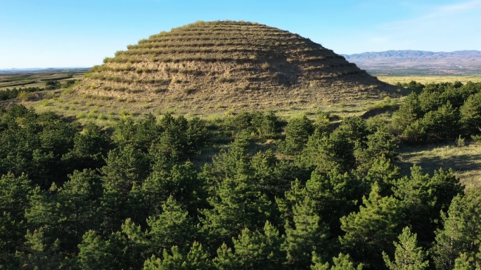 4K高清航拍山西大同方山永固陵