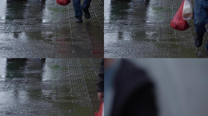 6K雨天行人走过地面积水【0.5x】02