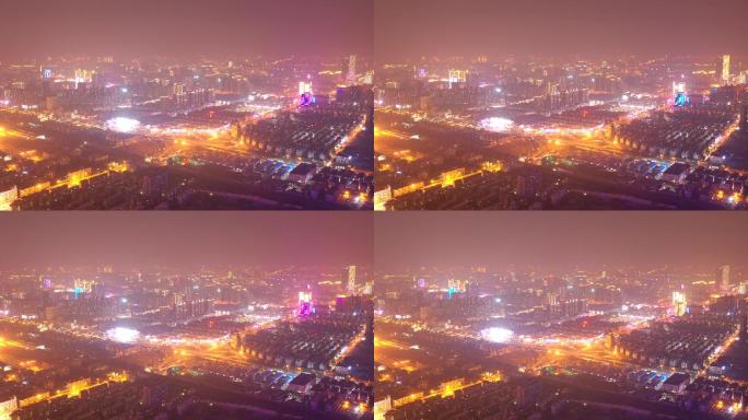 长沙高桥大市场夜景航拍延时摄影