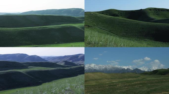 航拍新疆丘陵草原