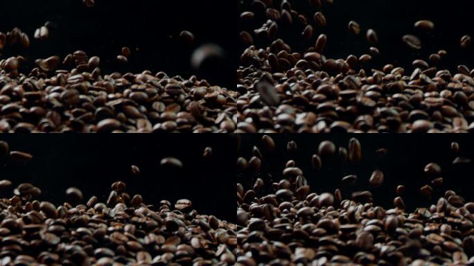 咖啡豆飞溅旋转