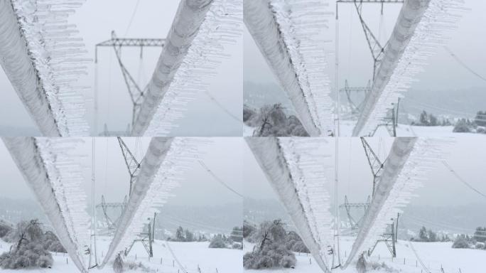 电线上的冰层冬天冬季冰冻雪花下雪雪乡雾凇