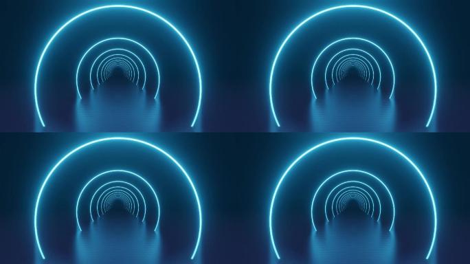 舞台背景科技循环粒子光效圆形动感隧道