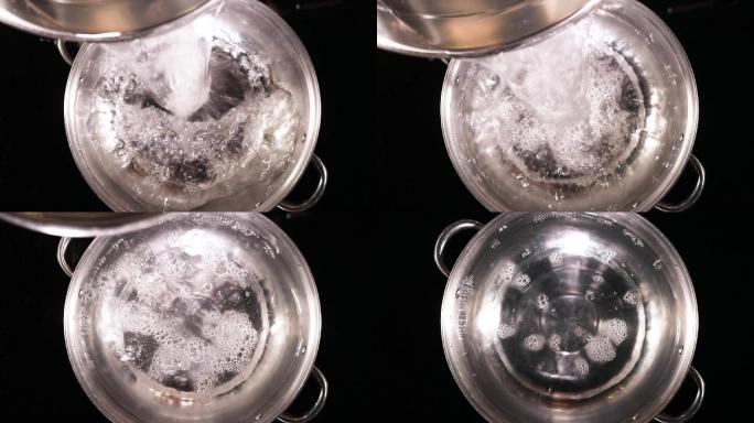 面条煮制过程倒水煮沸搅拌