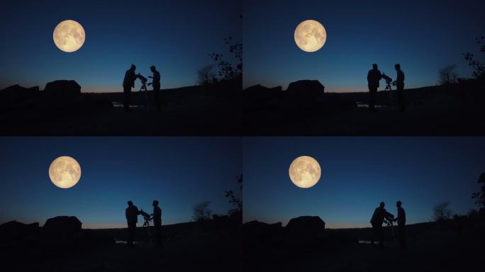 望远镜看月亮观测月球月空一轮明月