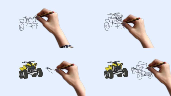 手绘沙滩车素材4