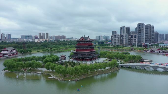 陕西省榆林市榆溪河生态长廊4K航拍