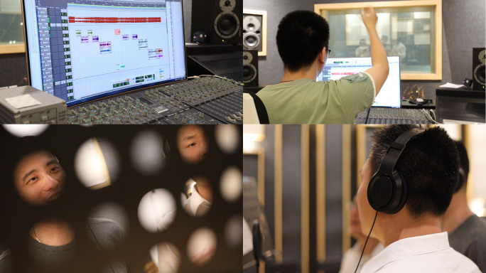 原创实拍录音棚、调音台