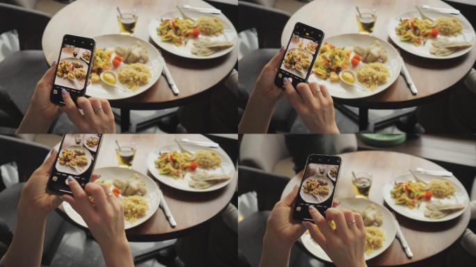 用手机拍下自己的食物