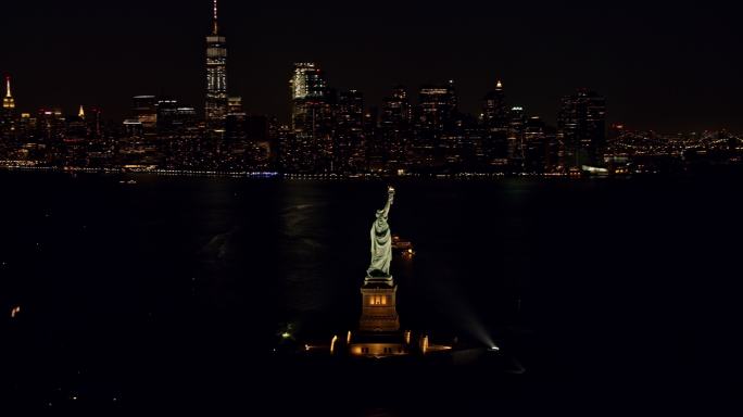 自由女神像城市延时航拍美国航拍旅游宣传片