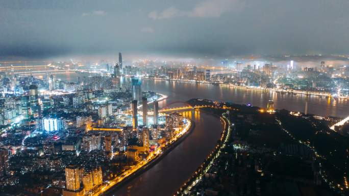 【原创4K】城市暴雨雷电夜景航拍延时