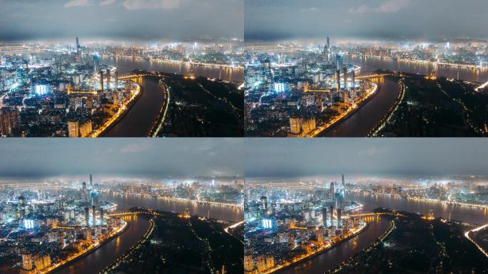 【原创4K】城市暴雨雷电夜景航拍延时