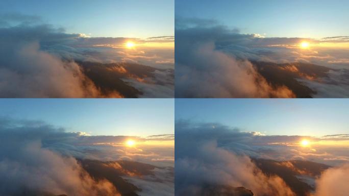 云雾，太阳，天空壮丽云海山峰云层日出朝阳
