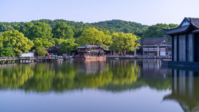 4k杭州西湖风景区岳王庙枫叶清新