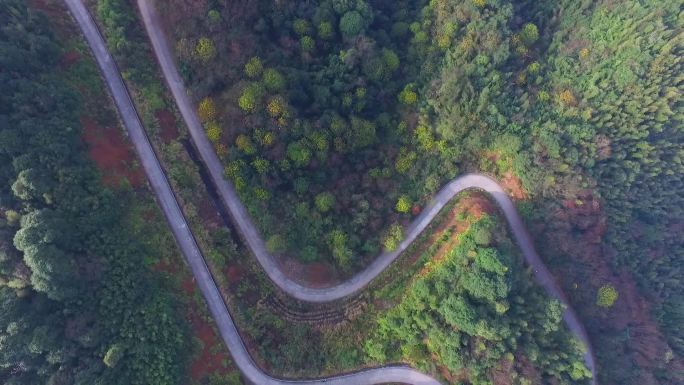 大气俯拍山区盘山公路