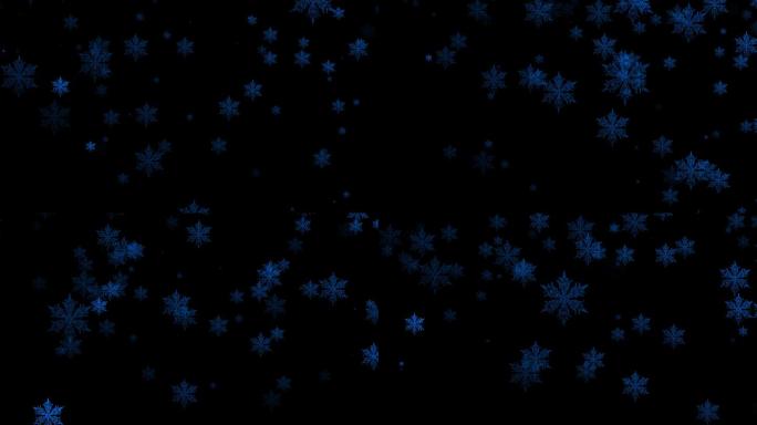飘落的蓝色六角雪花透明通道