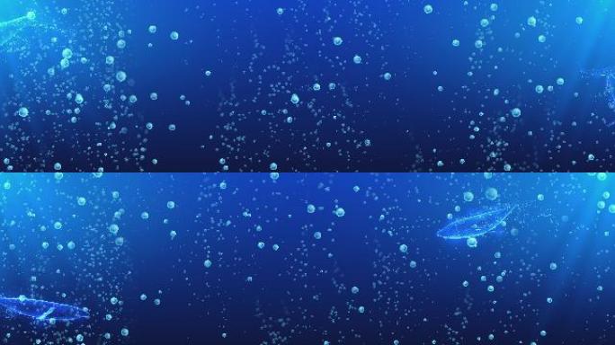 超宽屏鲸鱼海底游动粒子背景