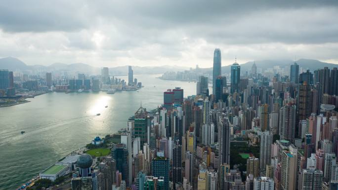 香港维多利亚港航拍中国香港大气香港全景俯