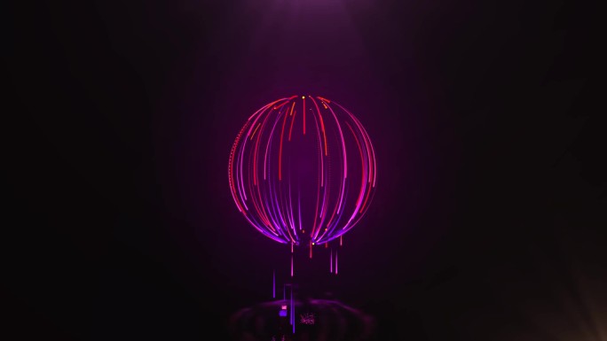 紫红色发光球形粒子背景