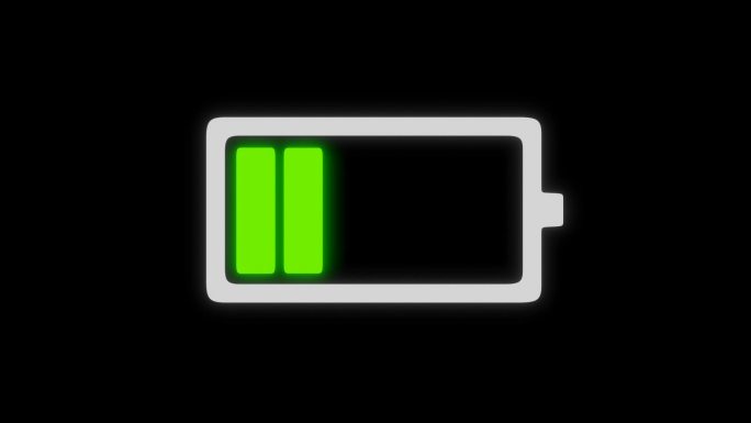 黑色背景电池充电。动画