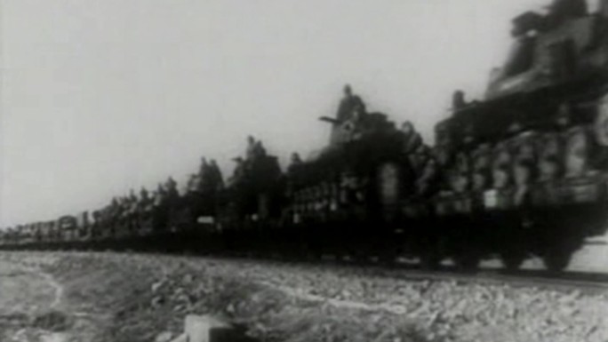 抗战时期运兵火车军队运输