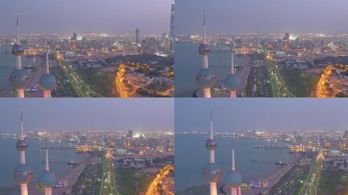 夜晚的科威特市科威特城市风光夜景科威特夜