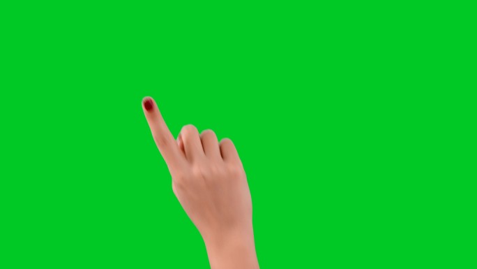女士用手点击绿幕抠像透明通道修长手指