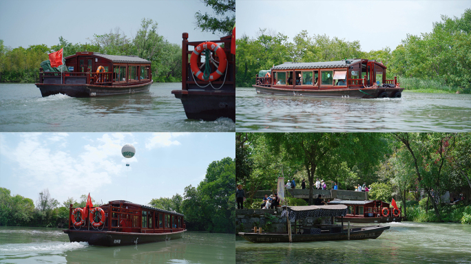 4k杭州西溪国家湿地公园景区人文游船旅游