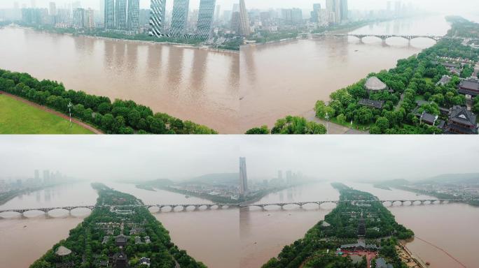 长沙橘子洲洪水