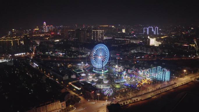 曲靖市区夜景航拍