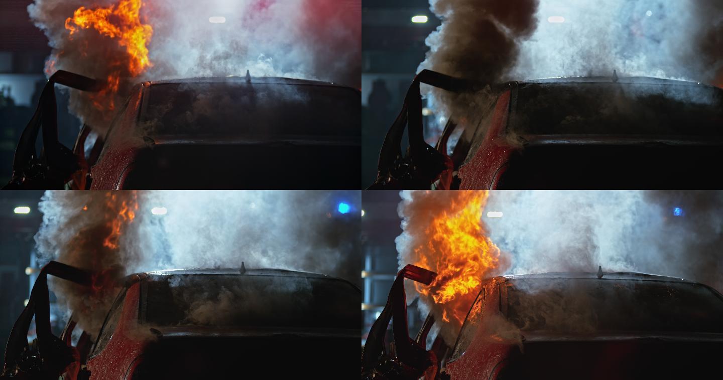 车子突然起火火灾燃烧的汽车消防安全