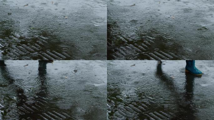 6K雨中地面积水涟漪【0.5x】01