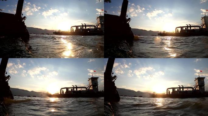 滇池湖畔水浪升格拍摄
